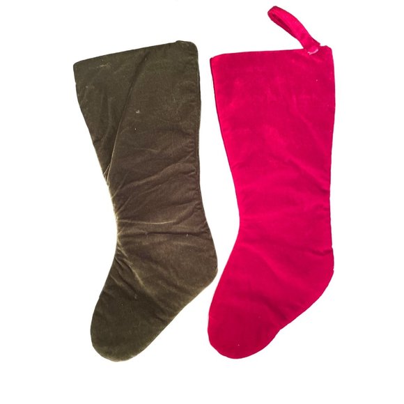 2 Vintage 20” Velvet Christmas Stockings Reindeer Snowman - Picture 4 of 4